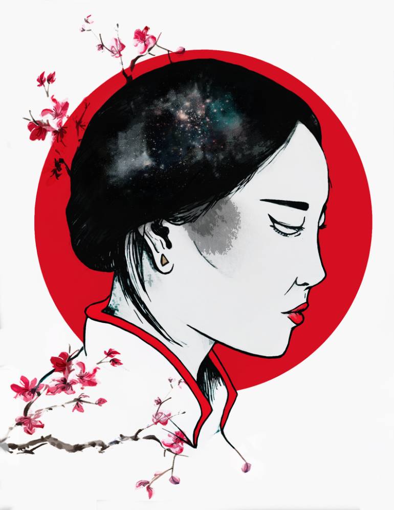 770x996 Japanese Woman Drawing