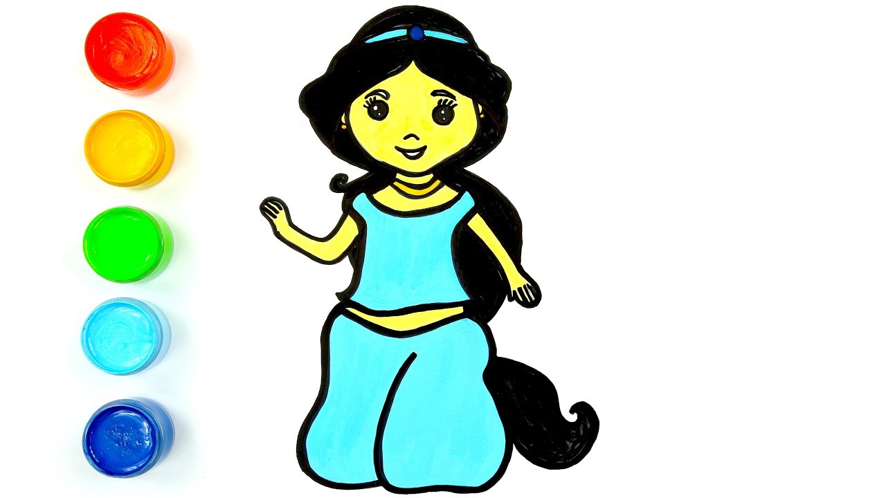 1280x720 Drawing Princess Jasmine And Learn Drawing And Coloring For Kids