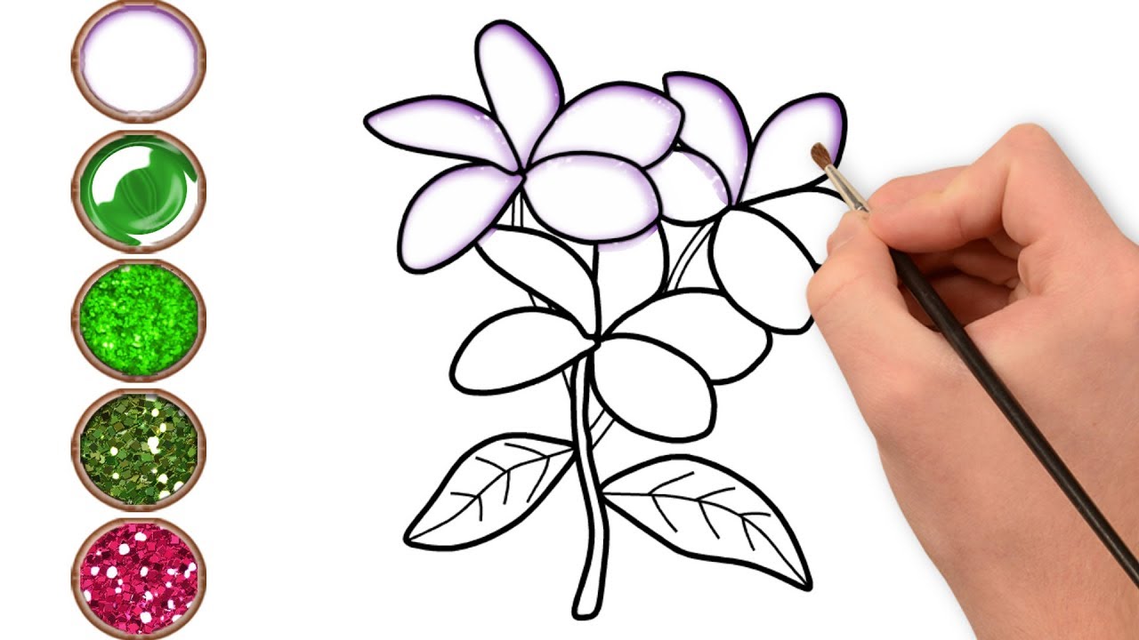 1280x720 Glitter Jasmine Flower Coloring And Drawing Learn Colors For Kids
