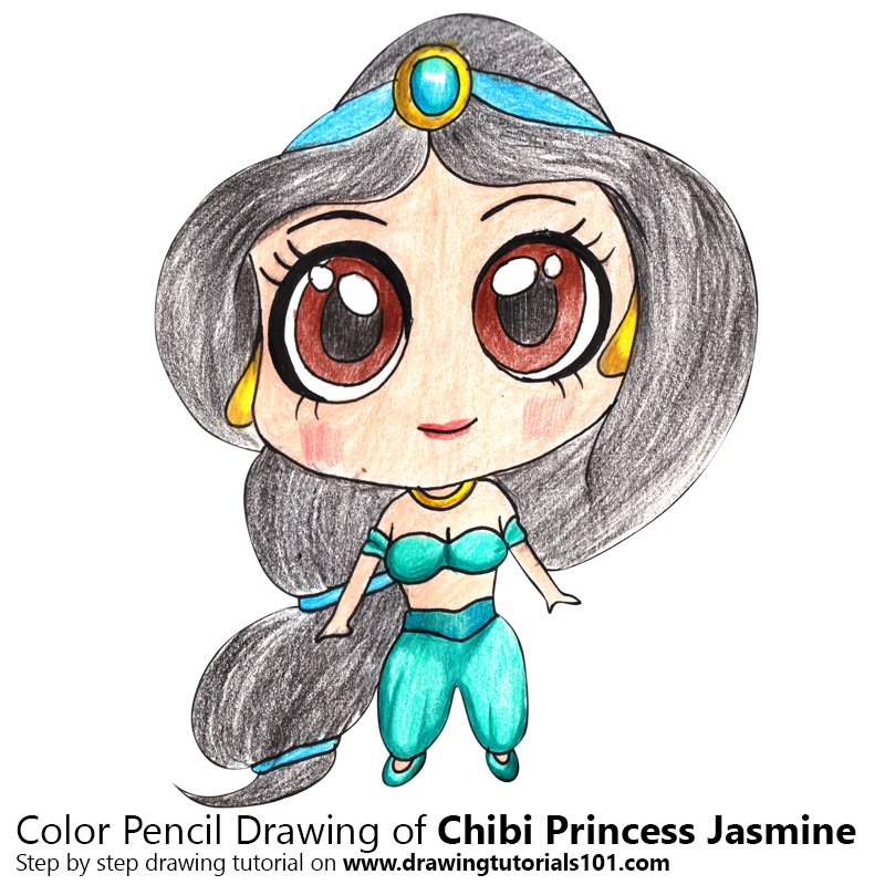 800x800 Chibi Princess Jasmine Colored Pencils