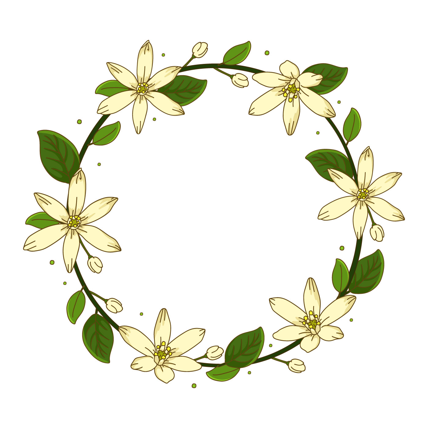 1400x1400 Wreath Jasmine Flower Background Illustration