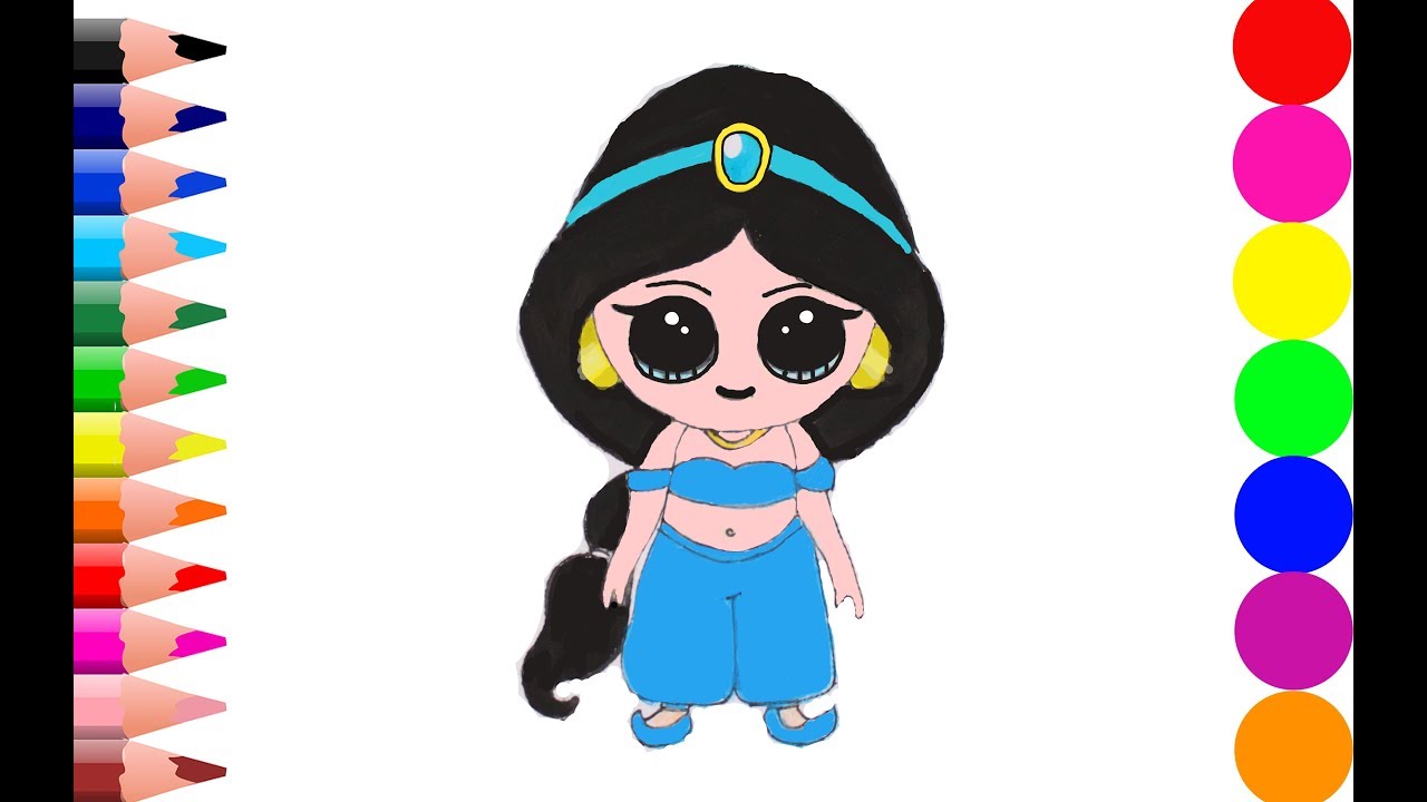 1280x720 How To Draw Princess Jasmine So Cute And Easy