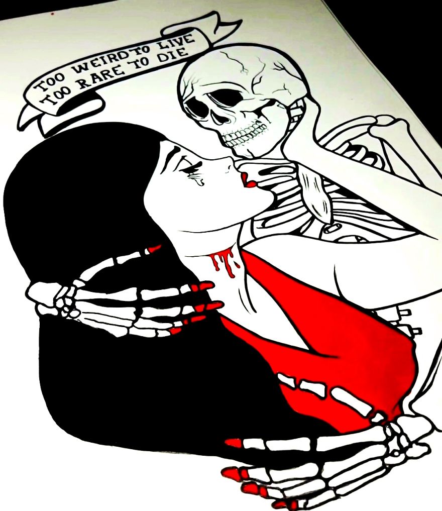 880x1017 i illustrate the idea of embracing death in pop art drawings