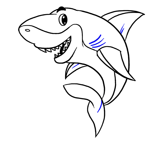 678x600 How To Draw A Cartoon Shark Easy Step