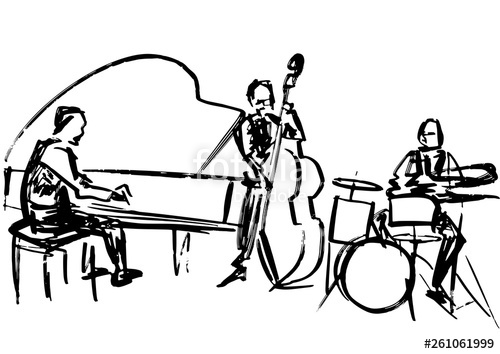 500x354 Jazz Band Contrabass Player, Pianist And Drummer Performance