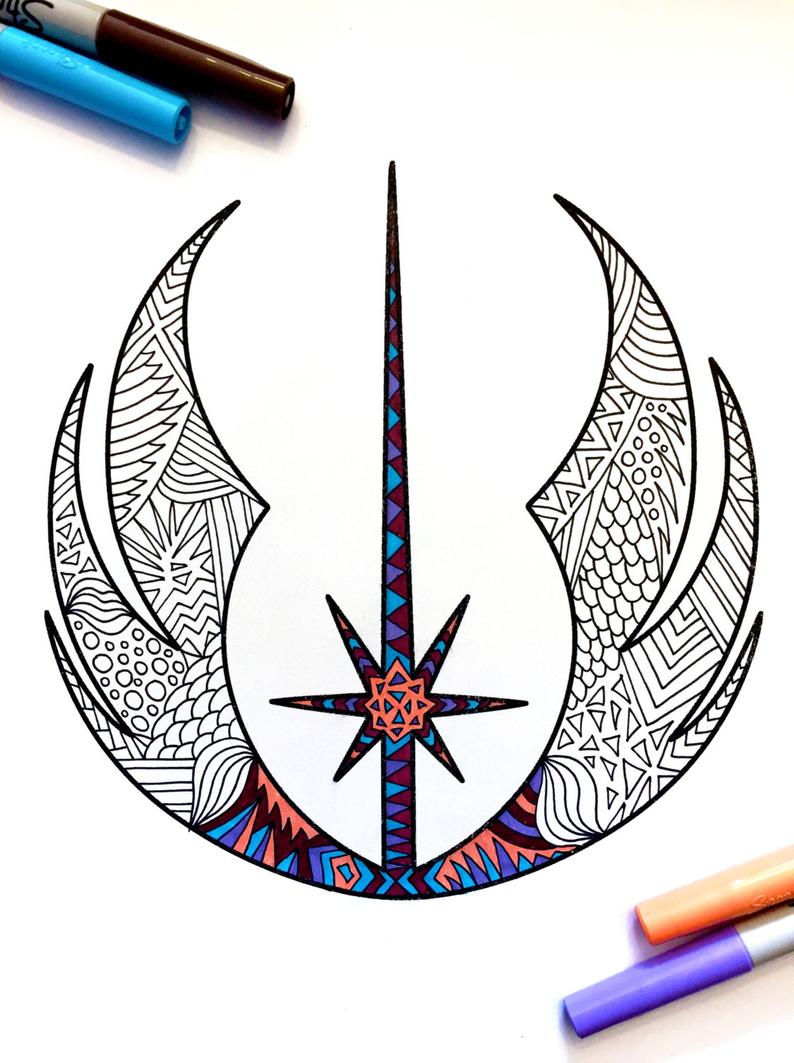 794x1063 Jedi Order Star Wars Symbol Pdf Zentangle Coloring