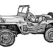 180x180 Classic Jeep In World Drawing Art Poster Acrylic Print