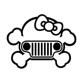 350x350 Hello Kitty Jeep Grill Premium Decal Inch Whtie