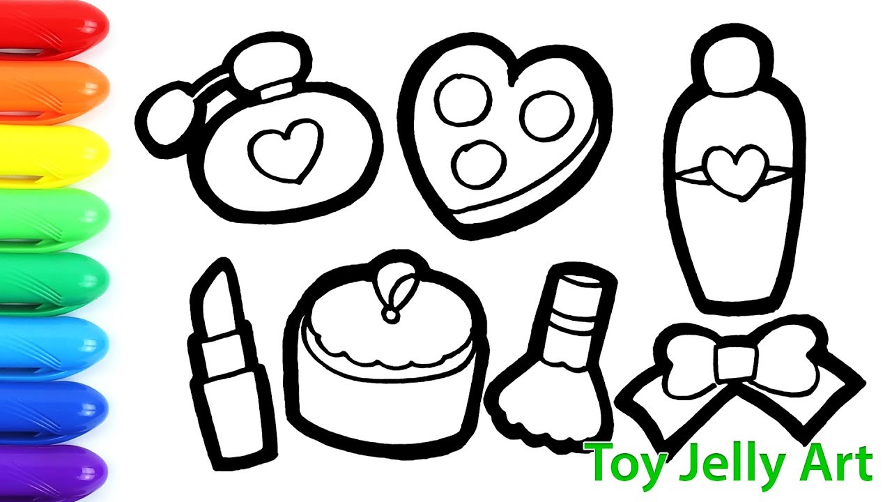 1280x720 Glitter Beauty Cosmetic Makeup Set Coloring Pages Drawing For Kids