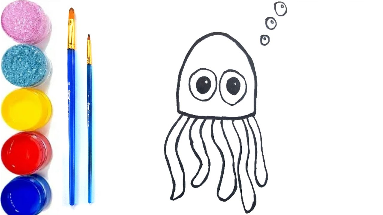 1280x720 Glitter Baby Jellyfish Drawing And Coloring For Kids, Toddlers