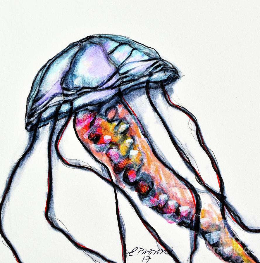 889x900 Tinted Jellyfish Drawing