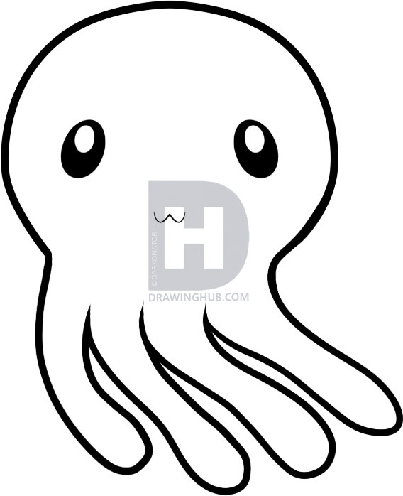 568x698 How To Draw A Jellyfish For Kids, Step