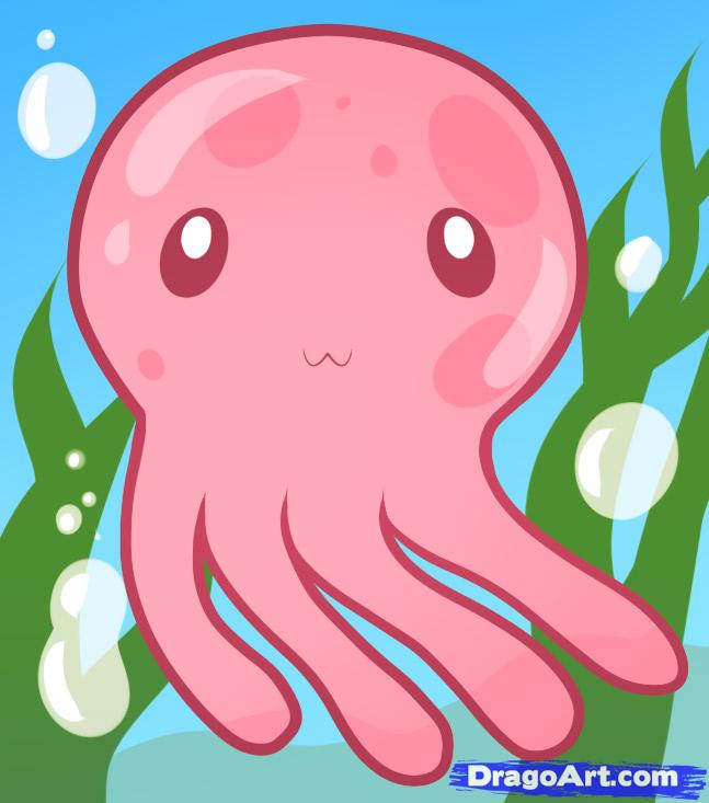 647x733 How To Draw A Jellyfish For Kids, Step