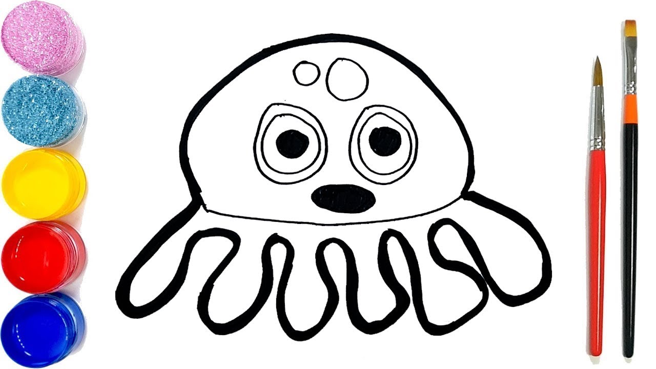 1280x720 Jellyfish Coloring And Drawing Learn Colors Painting For Kids