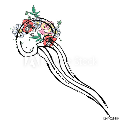 500x500 Vector Hand Drawn Graphic Illustration Of Sea Animal, Jellyfish