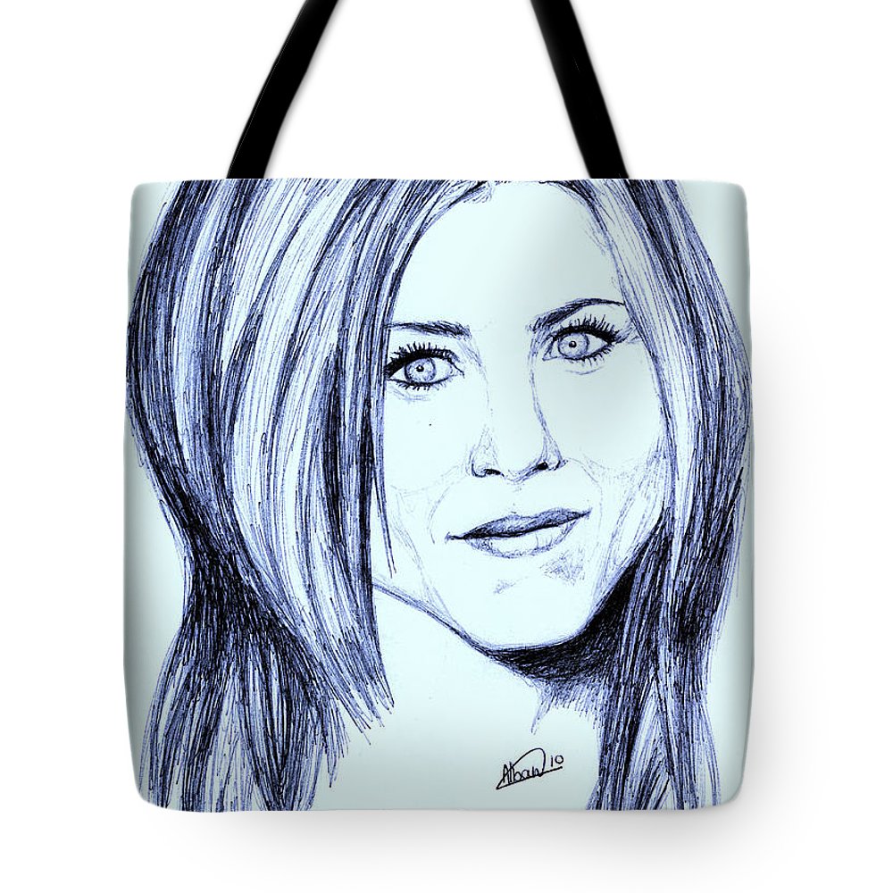 1000x1000 Speed Drawing Of Jennifer Aniston Tote Bag For Sale