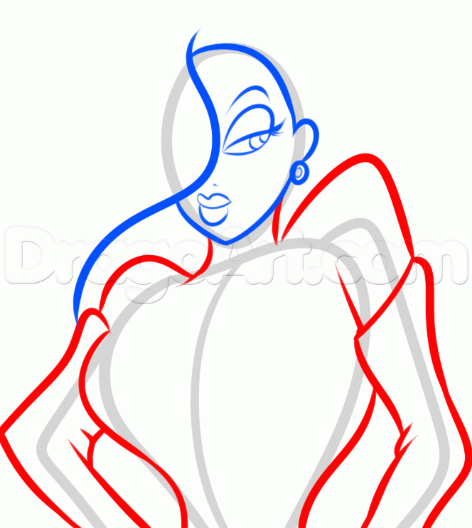 664x743 How To Draw Jessica Rabbit Easy, Step