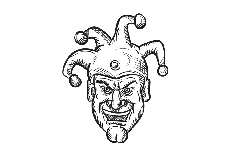 750x500 Crazy Medieval Court Jester Drawing