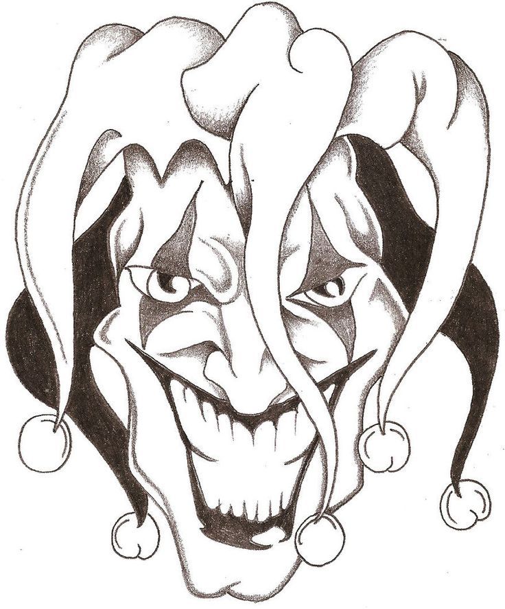 736x887 Found On Drawings Clown Tattoo, Jester Tattoo