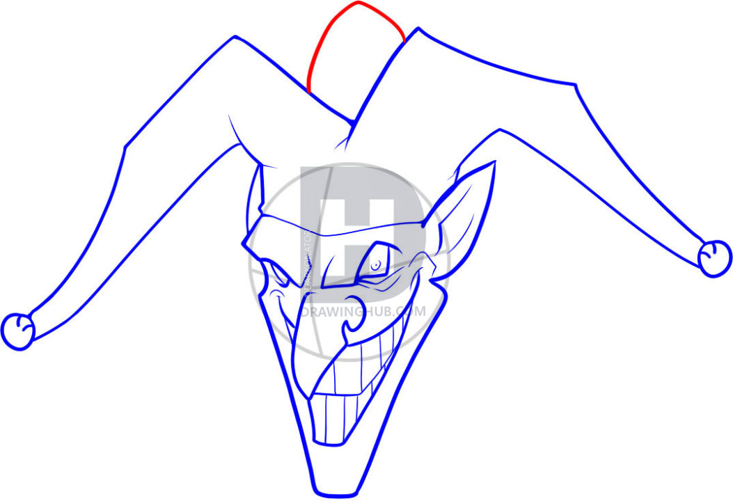 1053x720 How To Draw A Jester, Step