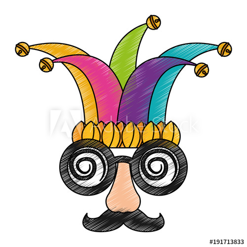 500x500 Funny Mask Silly Glasses Mustache And Jester Hat Fools Celebration