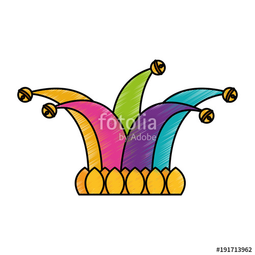 500x500 Jester Hat With Bells Clothes Funny Vector Illustration Color