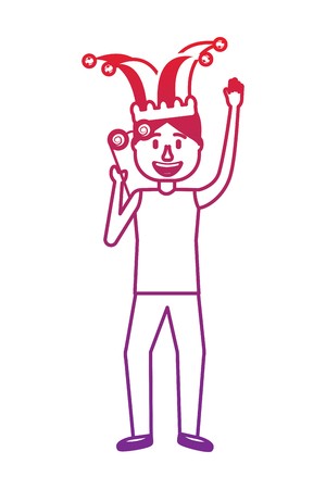 300x450 Funny Man Holding Silly Glasses And Jester Hat Vector Illustration