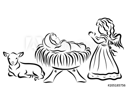 500x350 Baby Jesus, Lamb And Little Angel