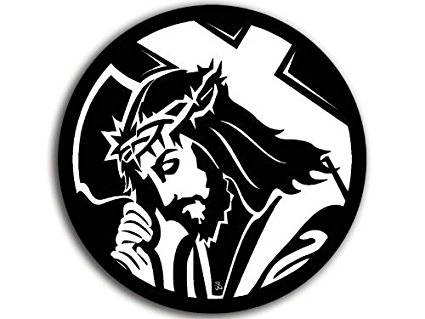 425x319 Round Jesus Carrying Cross Sticker Christian Decal Etsy