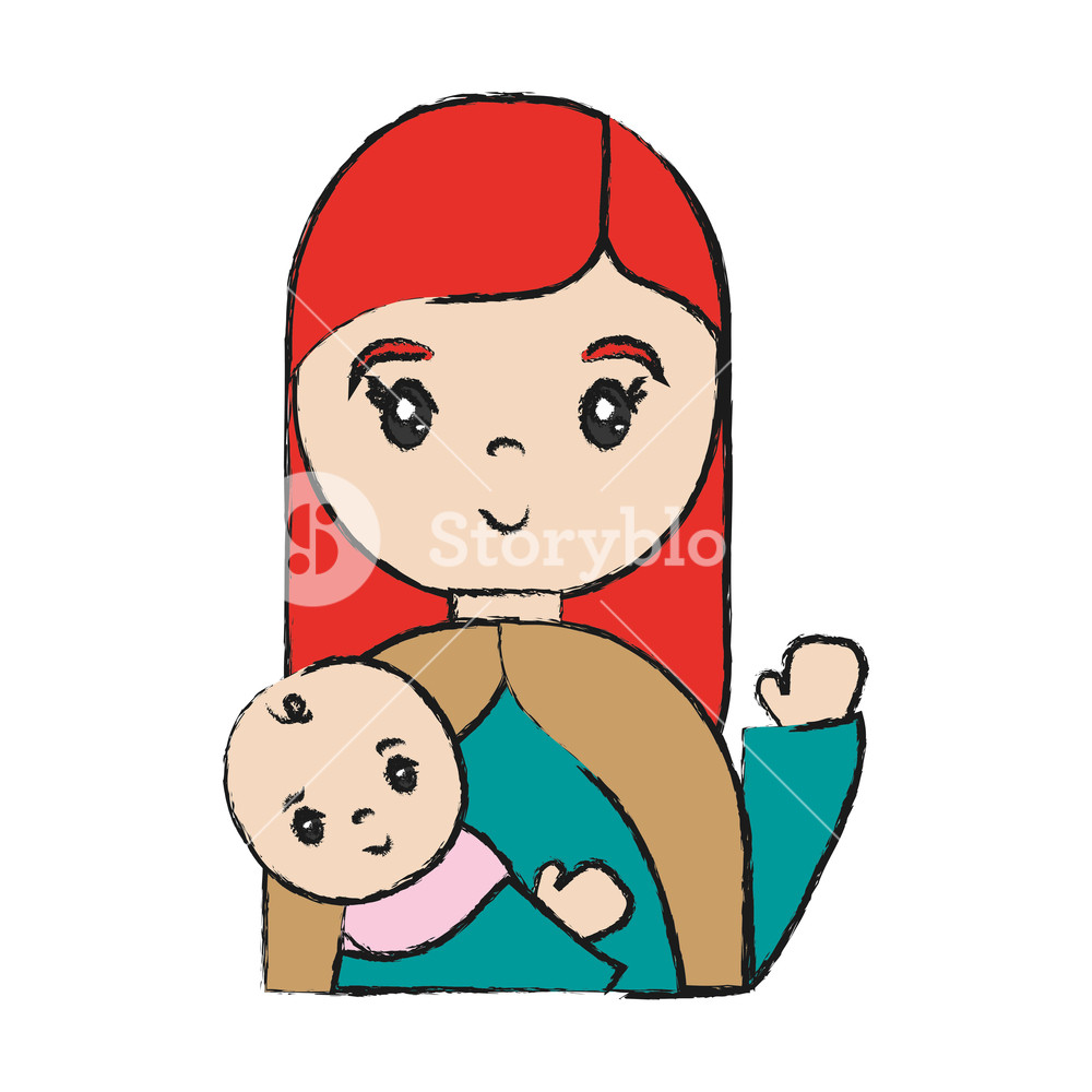 1000x1000 Cartoon Virgin Mary And Baby Jesus Icon Over White Background