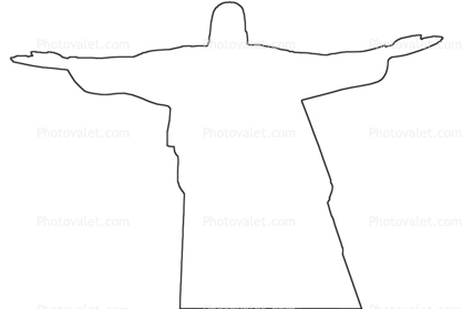418x279 christ the redeemer outline, statue, landmark, jesus christ, line