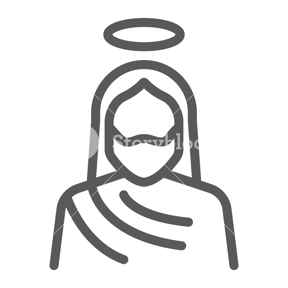1000x1000 Jesus Line Icon, Christianity And God, Christ Sign, Vector