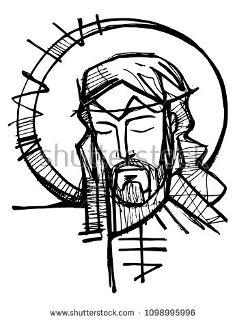 360x470 Hand Drawn Illustration Or Drawing Of Jesus Christ Face