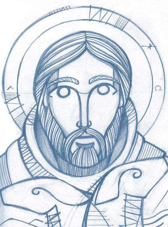 570x770 Jesus Christ Good Shepherd Pencil Illustration Etsy