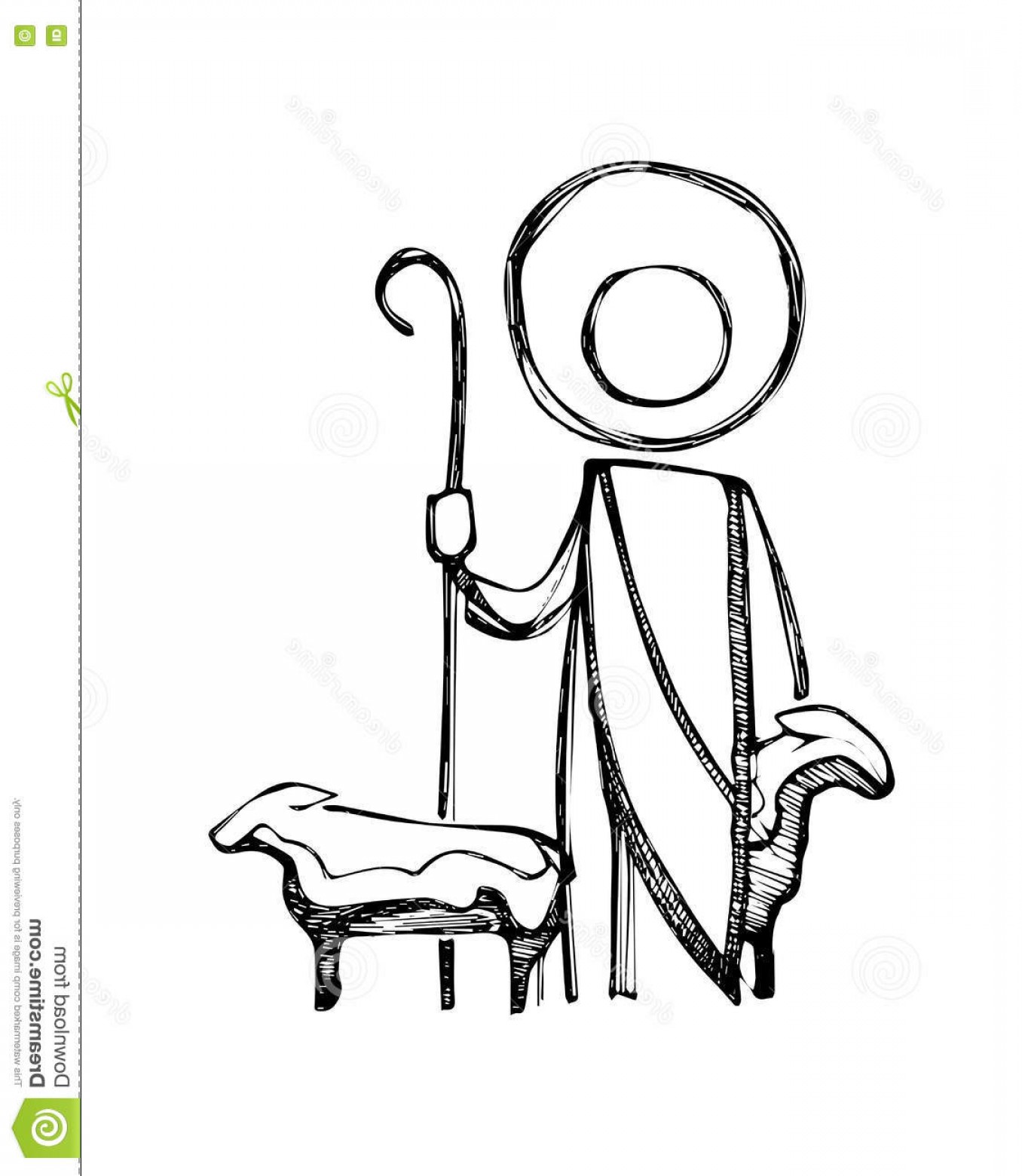 1356x1560 Stock Illustration Jesus Good Shepherd Illustration Hand Drawn