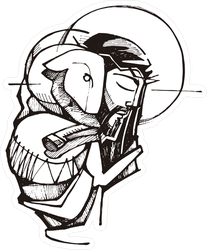 207x250 Drawing Of Jesus Christ And A Sheep Christian Sticker