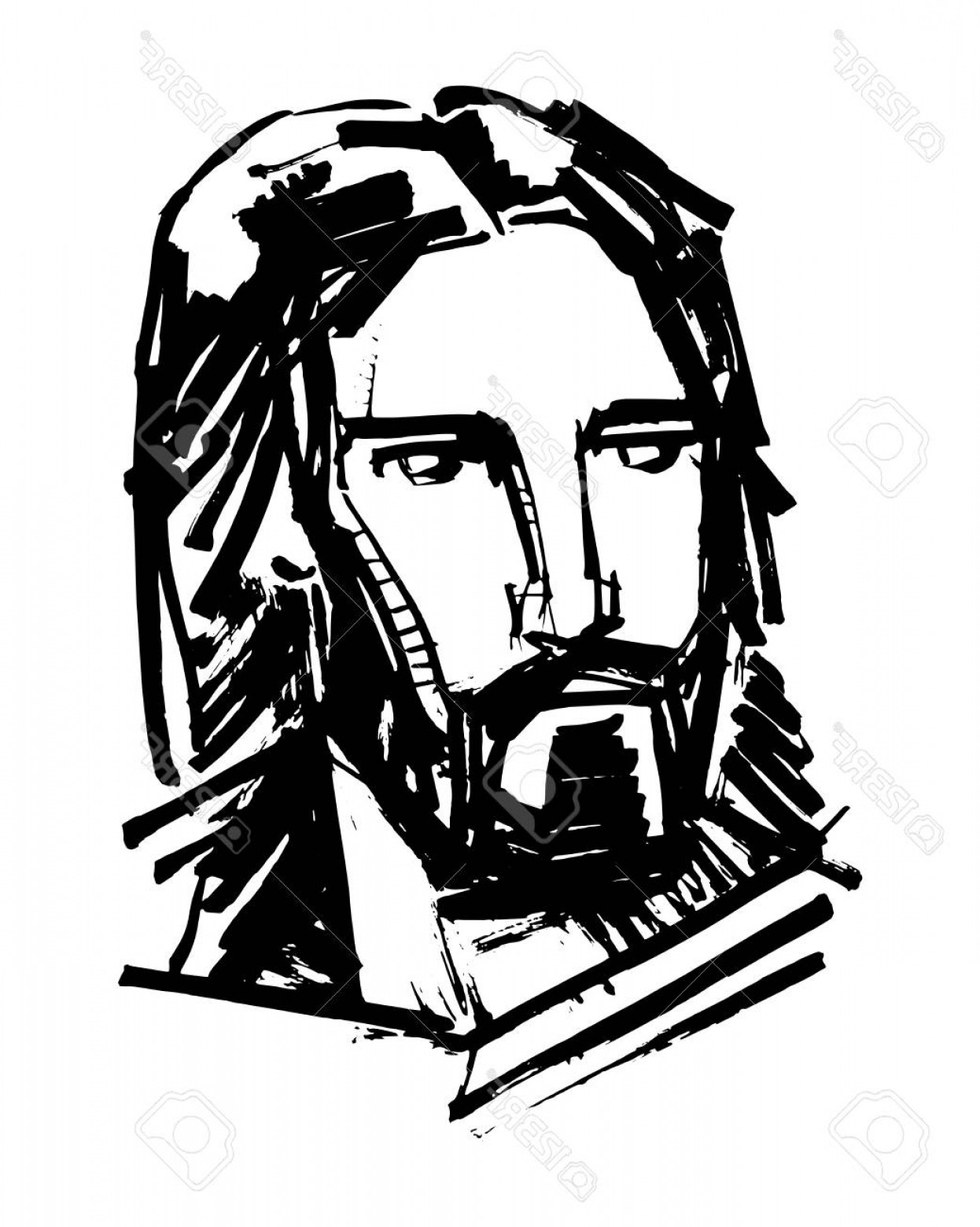 1246x1560 Photostock Vector Hand Drawn Vector Ink Illustration Of Jesus