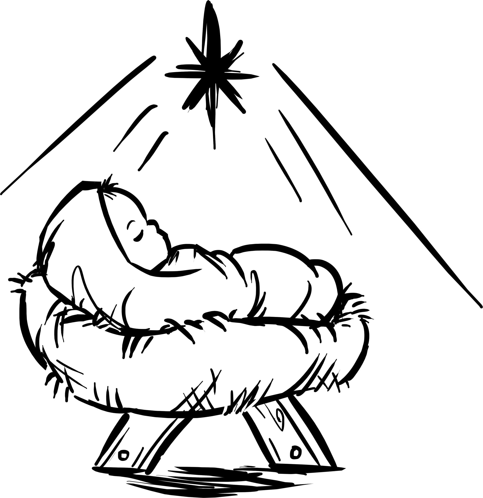 1862x1920 Baby Jesus In Manger Drawing Clipart