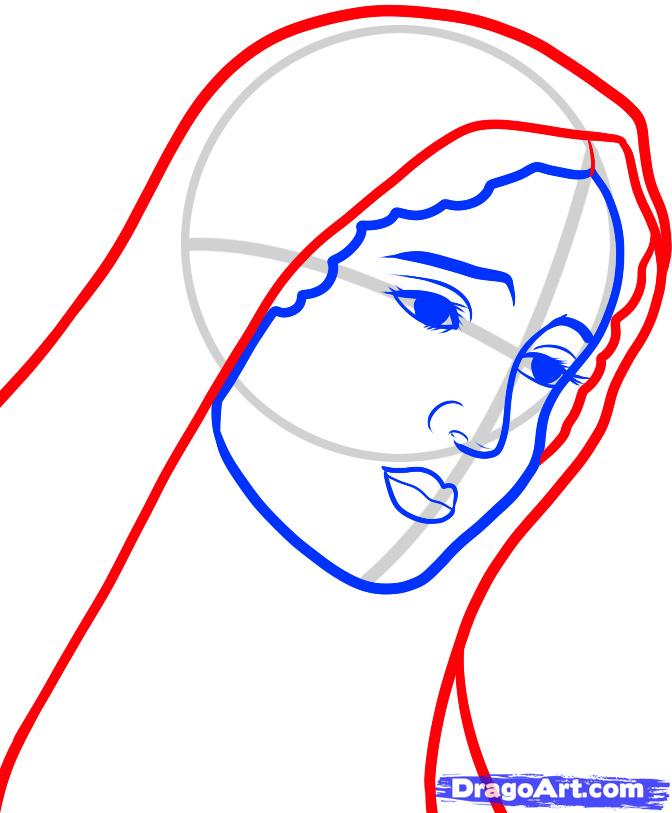 672x813 How To Draw Mary, Virgin Mary, Step