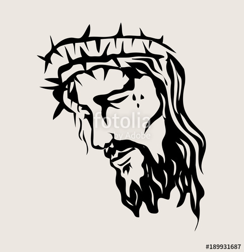 484x500 The Face Of The Lord Jesus On The Cross, Art Vector Design Stock