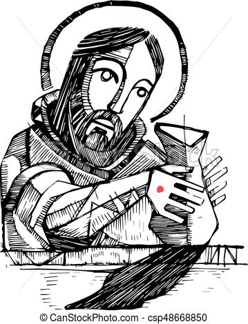 359x470 Jesus Christ Potter Illustration Hand Drawn Vector Illustration