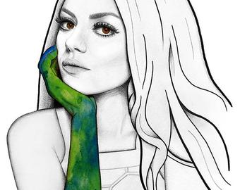 340x270 Day Of The Dead Art Print From Original Pencil Illustration Etsy