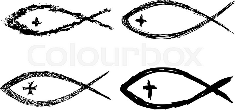 800x375 Christian Fish Symbol With Cross Stock Vector Colourbox
