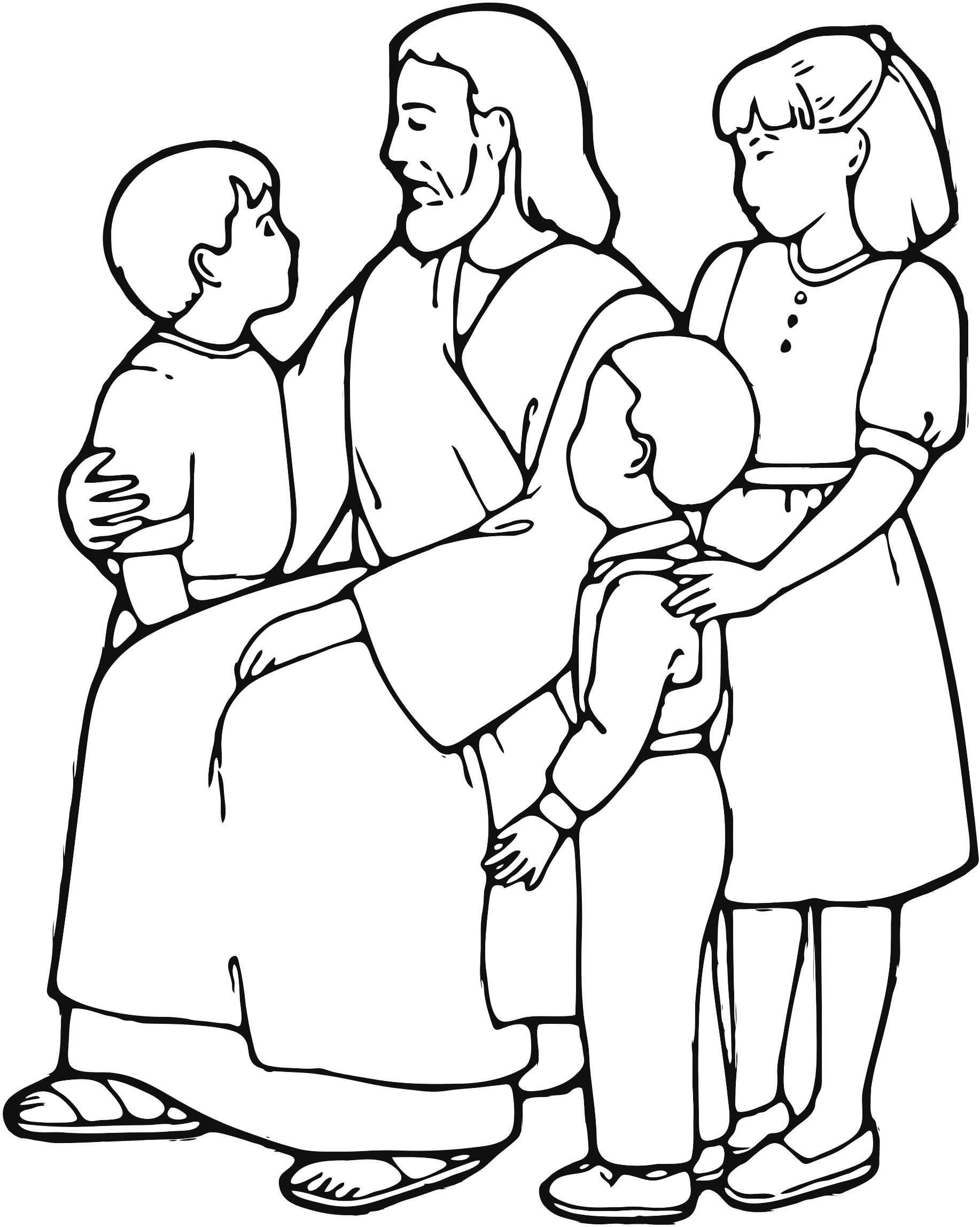 1834x2295 Jesus Teaching Children Line Art Icons Png