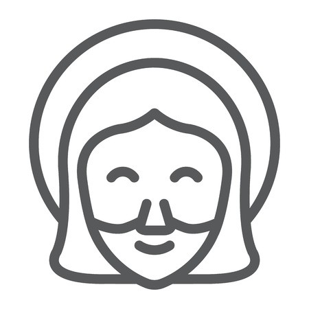 450x450 Jesus Line Icon, Portrait And Christ, God Sign, Vector Graphics