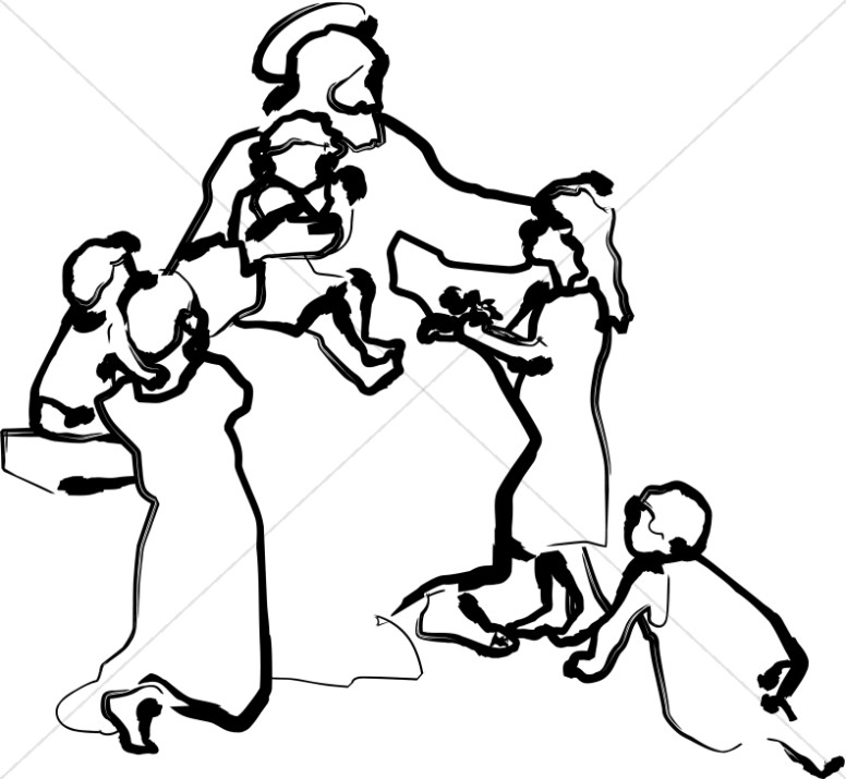 776x715 Line Art Jesus Teaching The Children Childrens Church Clipart