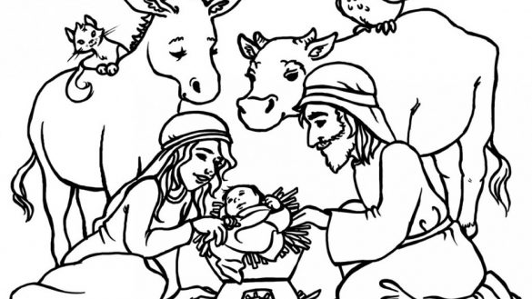 585x329 Fashionable Baby Jesus In A Manger Coloring Pages Free Christmas