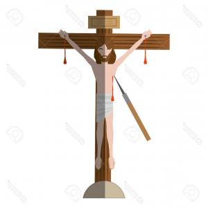 300x300 Hand Drawn Vector Ink Illustration Drawing Jesus Christ Cross