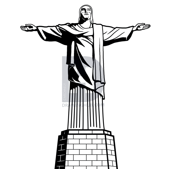 720x720 how to draw christ the redeemer, christ the redeemer statue, step