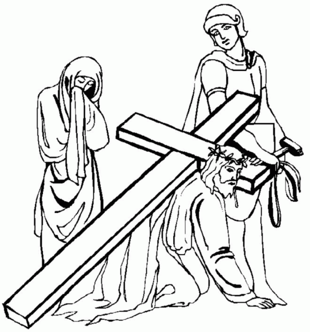1033x1107 Jesus On Cross Coloring Page